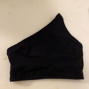 Asymmetrical black crop top